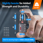 Forge TSA Approved 4-Digit Combination Lock with Open Alert, Gray Pack