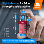 Forge TSA Approved 4-Digit Combination Lock with Open Alert, Red Pack