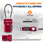 TSA Approved 3-Digit Combination Cable Lock (Red Pack) - LockSelect 