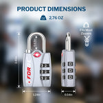Forge TSA-Approved Luggage Lock: 3-Digit Combination, Open Alert Indicator（Titan Series Silver Pack）