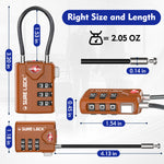 TSA Combination Cable Luggage Lock – Open Alert, Easy-Read Dials (Brown Pack) - LockSelect 