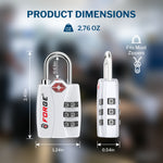 Forge TSA-Approved Luggage Lock: 3-Digit Combination, Open Alert Indicator （Titan Series, White Pack）