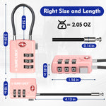 TSA Approved Luggage Lock – Combination Cable Lock with Open Alert & Easy-Read Dials (Pink Pack) - LockSelect 