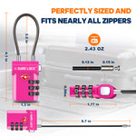 TSA Approved 3-Digit Combination Cable Lock (Rose Red Pack) - LockSelect 