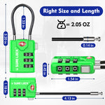 TSA Combination Cable Luggage Lock – Open Alert, Easy-Read Dials (Green Pack) - LockSelect 