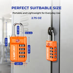 TSA 4-Digit Combination Luggage Lock – Resettable with Open Alert (Orange)