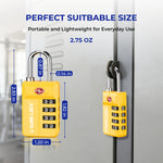 TSA 4-Digit Combination Luggage Lock – Resettable with Open Alert (Yellow)