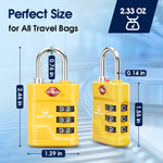 TSA Approved Luggage Lock – 3-Digit Combination Padlock with Open Alert & Easy-Read Dials (Yellow Pack) - LockSelect 