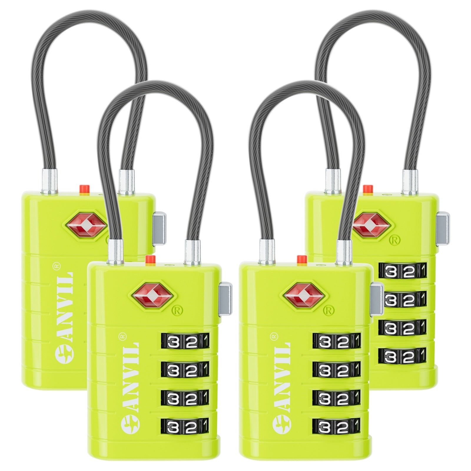 4-Digit TSA Approved Luggage Lock – TSA008 Core with Alert Indicator (Grass Green Pack)