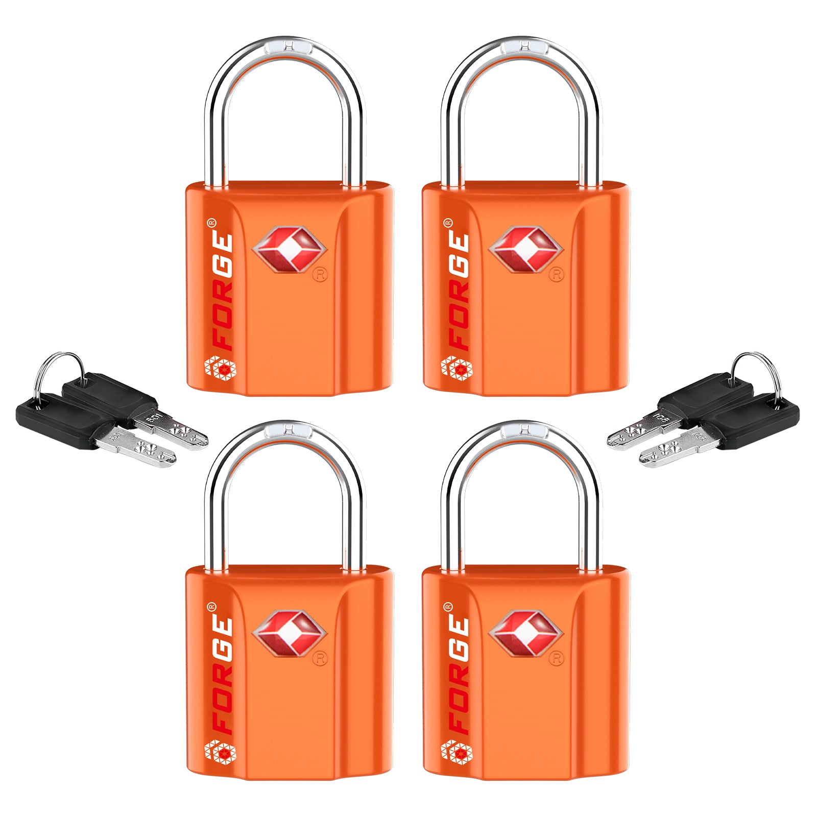 Forge TSA Approved Key Locks for Travel - Compact Alloy (OX Series, Orange Pack)