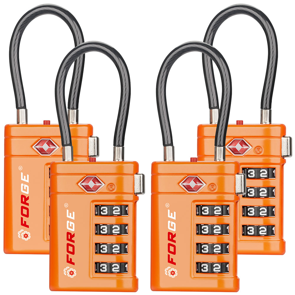 Forge TSA008 4-Digit Luggage Lock with Open Alert (Optimus Series, Orange Pack)