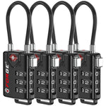 Forge TSA Approved Cable Luggage Lock with Easy-to-Read Dials (Eagle Series, Black Pack)