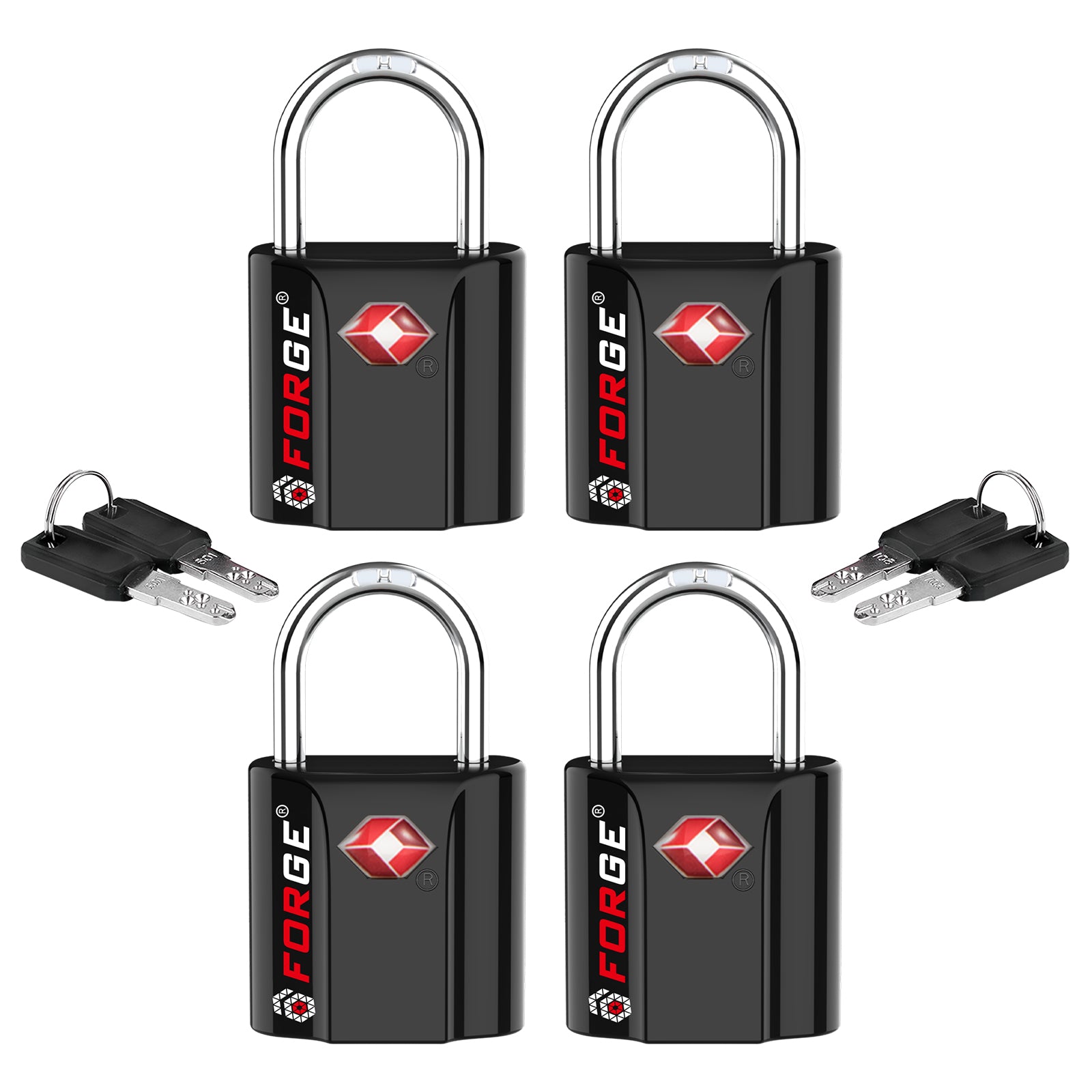 Forge TSA Approved Key Locks for Travel - Compact Alloy (OX Series, Black Pack)