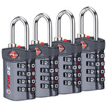 Forge TSA Approved 4-Digit Combination Lock with Open Alert, Gray Pack