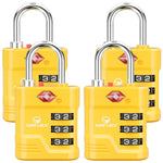 TSA Approved Luggage Lock – 3-Digit Combination Padlock with Open Alert & Easy-Read Dials (Yellow Pack) - LockSelect 