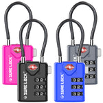 TSA Combination Cable Luggage Lock – Open Alert, Easy-Read Dials (4 Color Pack) - LockSelect 