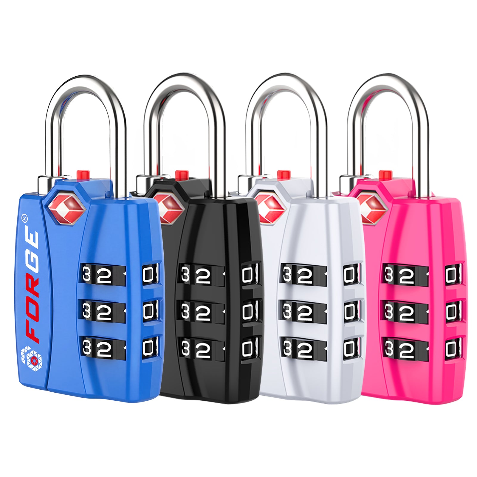 Forge TSA-Approved Luggage Lock: 3-Digit Combination, Open Alert Indicator （Titan Series 4 Colors Pack）