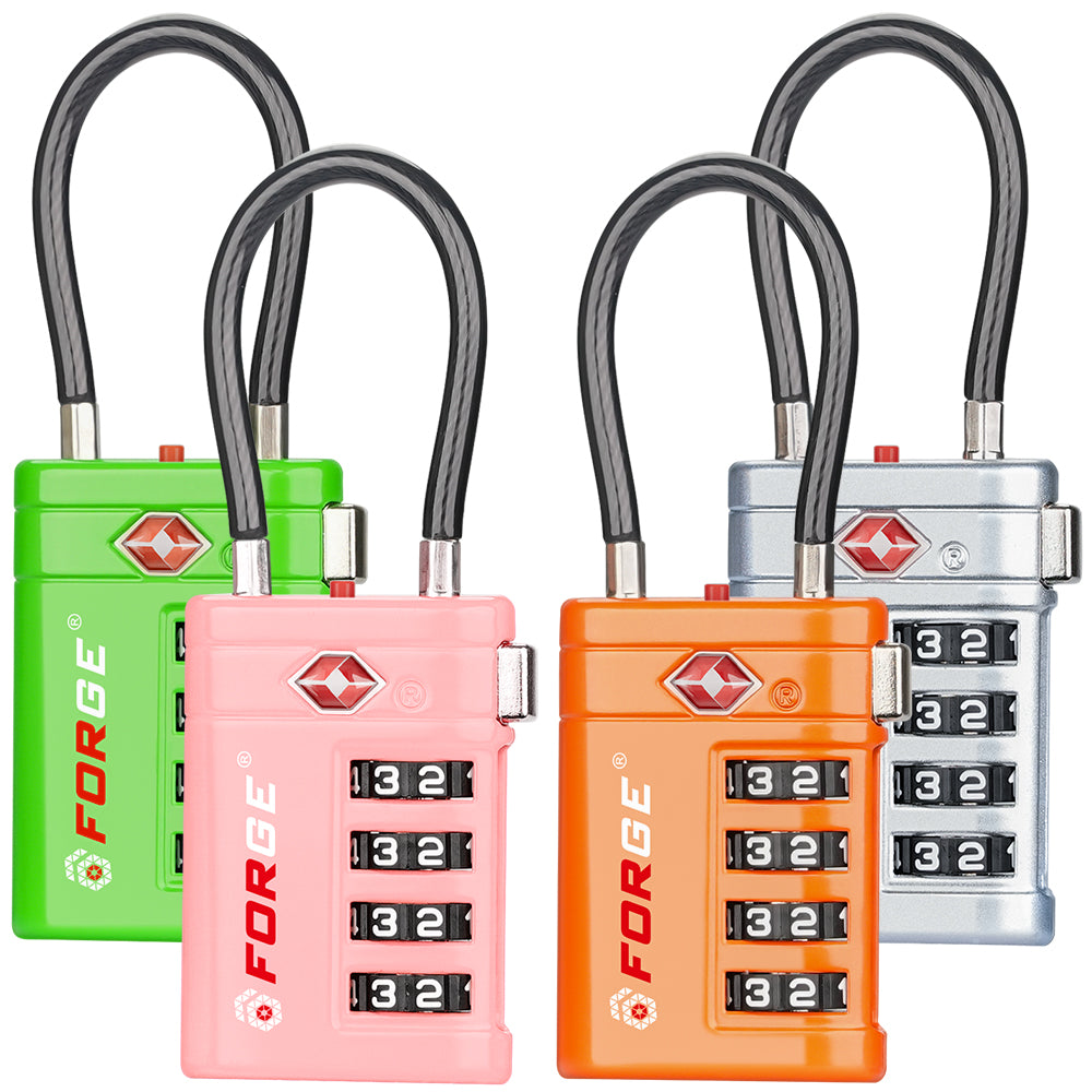 Forge TSA008 4-Digit Luggage Lock with Open Alert (Optimus Series, 4 Colors Pack #2)