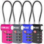 TSA Approved 3-Digit Combination Cable Lock (4 Colors Pack) - LockSelect 