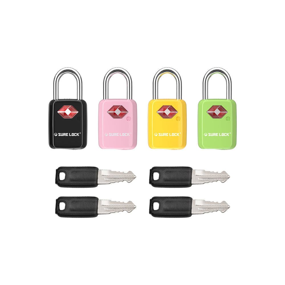 Mini TSA Approved Keyed Luggage Lock – One Key Opens All (4 Color Pack) - LockSelect 