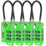 Forge TSA Approved Cable Luggage Lock with Easy-to-Read Dials (Eagle Series, Green Pack)