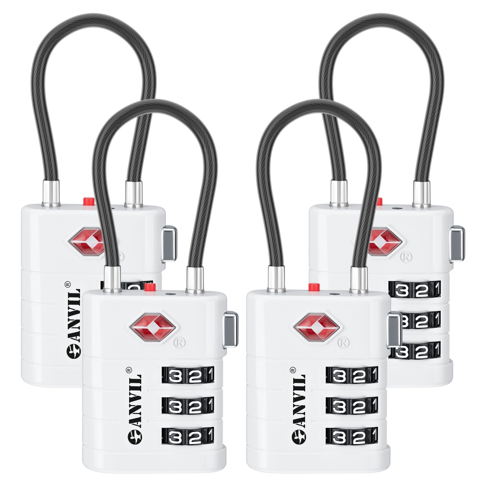 TSA Approved Luggage Lock with Inspection Indicator ( White Pack)