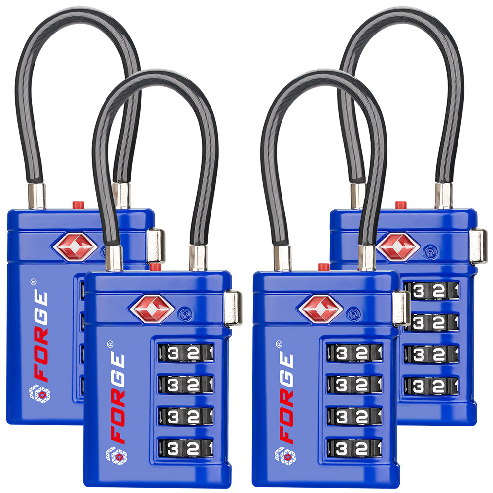 Forge TSA008 4-Digit Luggage Lock with Open Alert (Optimus Series, Blue Pack)