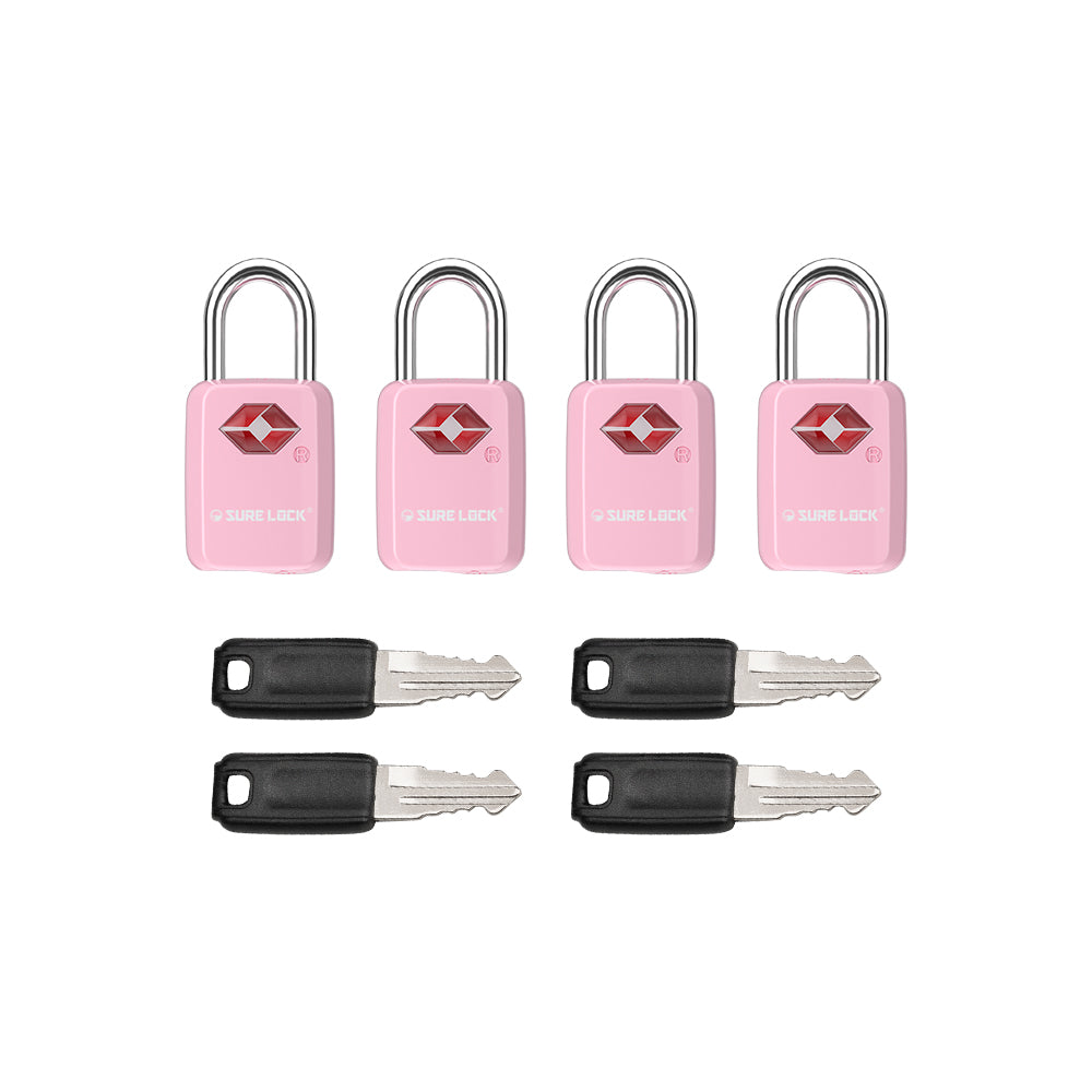Mini TSA Approved Keyed Luggage Lock – One Key Opens All (Pink Pack) - LockSelect 