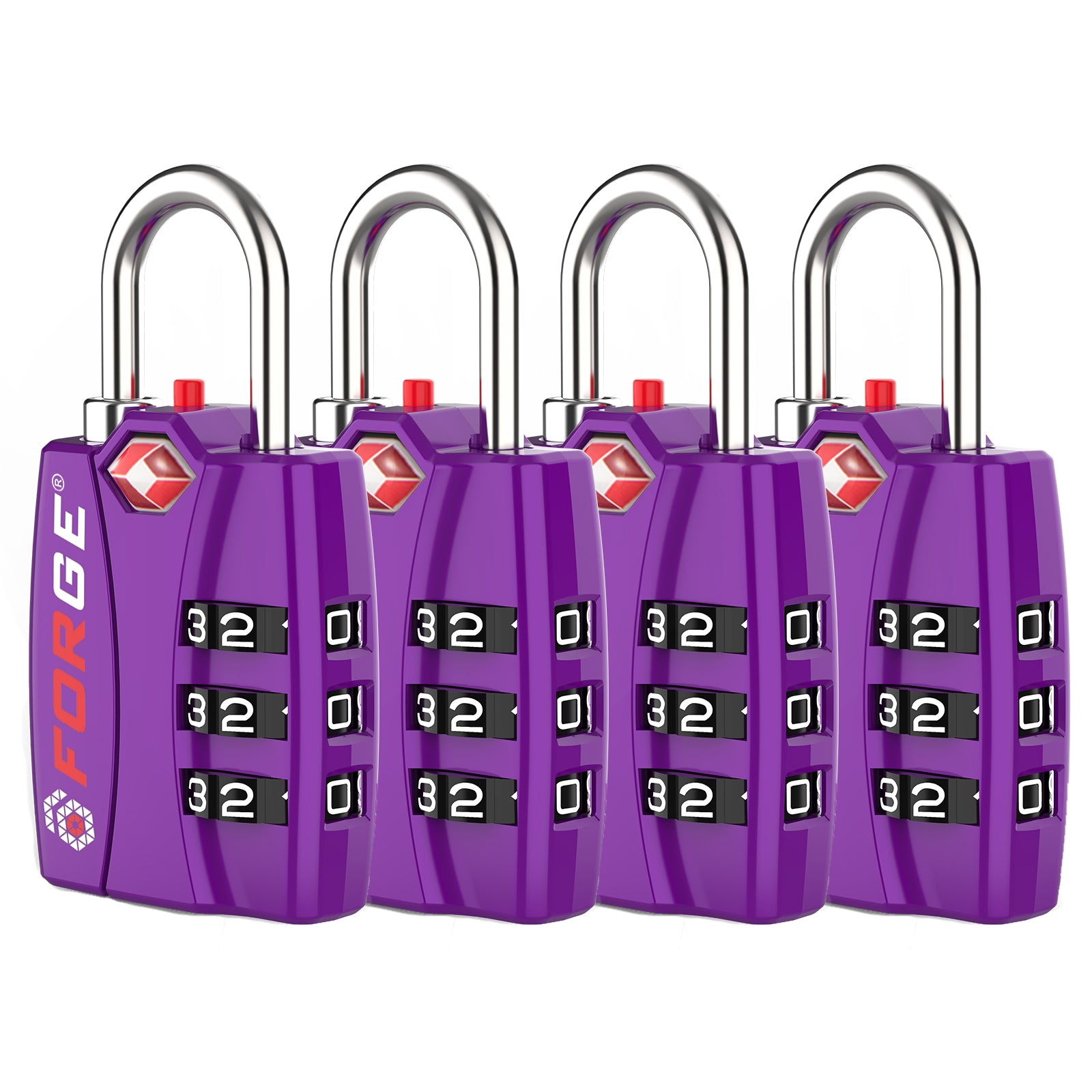 Forge TSA-Approved Luggage Lock: 3-Digit Combination, Open Alert Indicator（Titan Series Purple Pack）