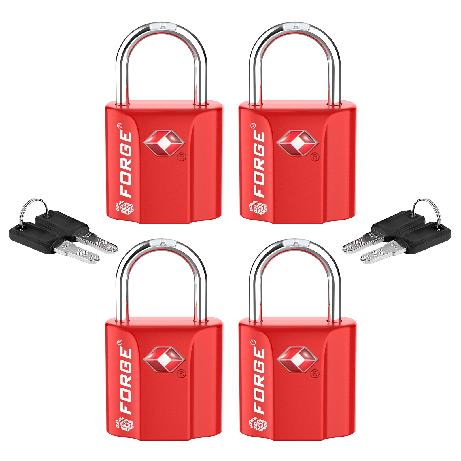 Forge TSA Approved Key Locks for Travel - Compact Alloy (OX Series, Red Pack)