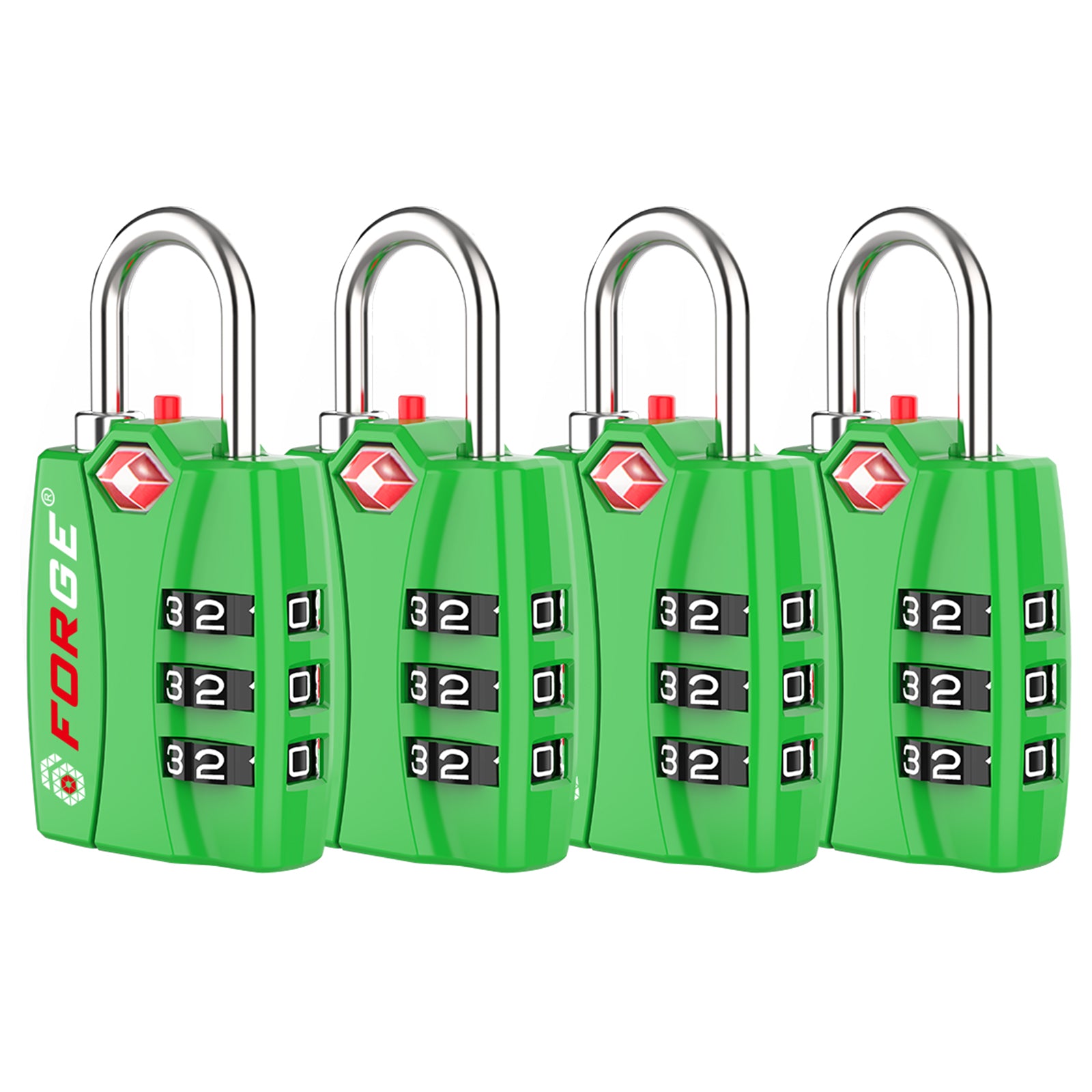 Forge TSA-Approved Luggage Lock: 3-Digit Combination, Open Alert Indicator （Titan Series, Green Pack）