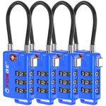 Forge TSA Approved Cable Luggage Lock with Easy-to-Read Dials (Eagle Series, Blue Pack)