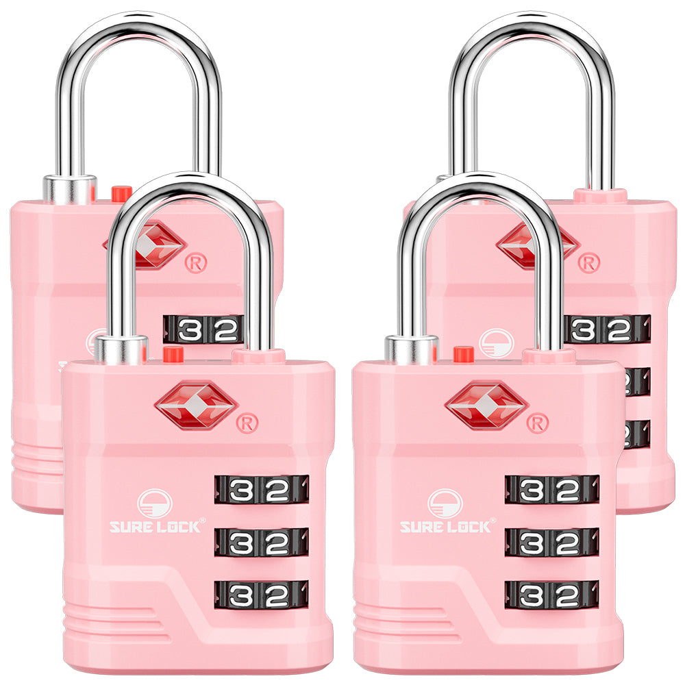 TSA Approved Combination Padlock with Open Alert & Easy-Read Dials (Pink Pack) - LockSelect 