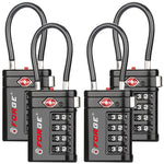 Forge TSA008 4-Digit Luggage Lock with Open Alert (Optimus Series, Black Pack)