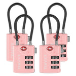 TSA Approved Luggage Cable Lock for Suitcase, Gym Locker & Toolbox (Pink Pack)