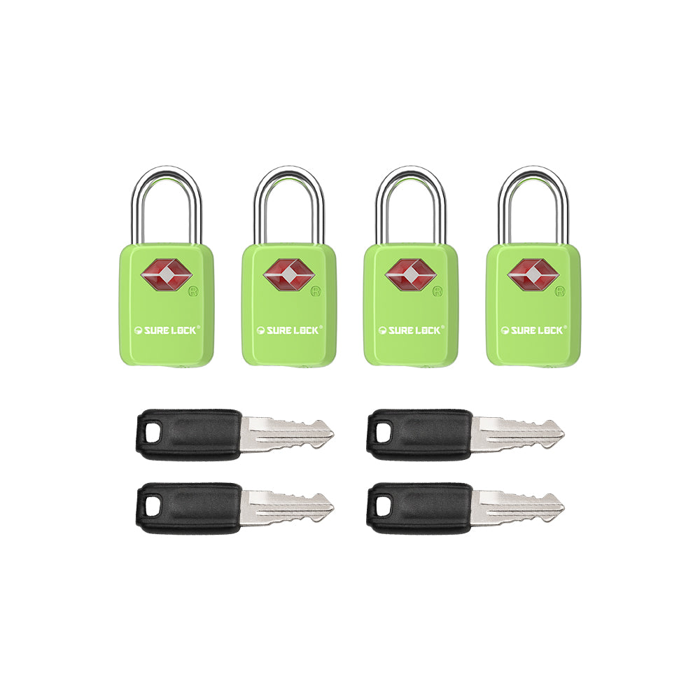 Mini TSA Approved Keyed Luggage Lock – One Key Opens All (Green Pack) - LockSelect 