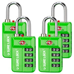 TSA 4-Digit Combination Luggage Lock – Resettable with Open Alert (Green)