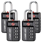 TSA 4-Digit Combination Luggage Lock – Resettable with Open Alert (Black)