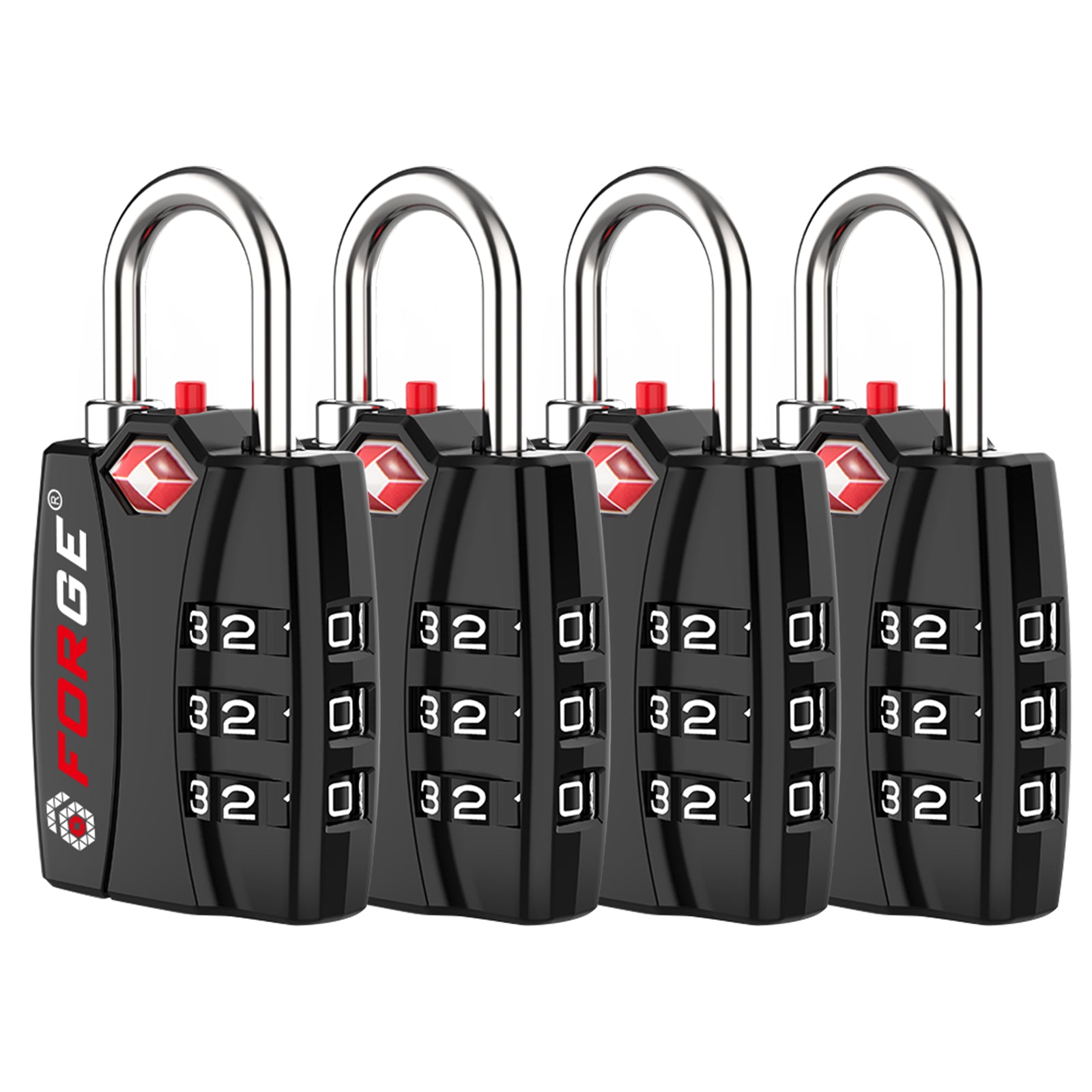 Forge TSA-Approved Luggage Lock: 3-Digit Combination, Open Alert Indicator （Titan Series Black Pack）