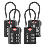 TSA Approved Luggage Cable Lock for Suitcase, Gym Locker & Toolbox (Black Pack)