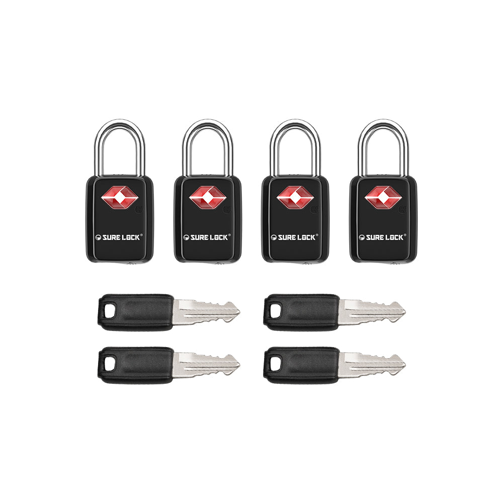 Mini TSA Approved Keyed Luggage Lock – One Key Opens All (Black Pack) - LockSelect 