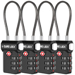 TSA Approved 3-Digit Combination Cable Lock (Black Pack) - LockSelect 