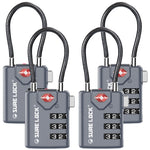 TSA Combination Cable Luggage Lock – Open Alert, Easy-Read Dials (Grey Pack) - LockSelect 