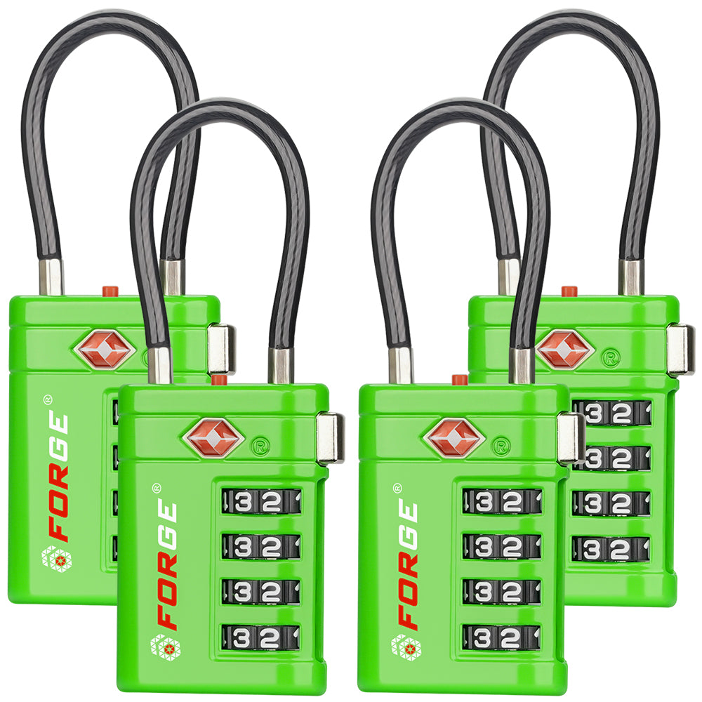 Forge TSA008 4-Digit Luggage Lock with Open Alert (Optimus Series, Green Pack)