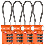 TSA Approved 3-Digit Combination Cable Lock – Large Dial, Red Indicator & Easy-Press Button (Orange Pack) - LockSelect 