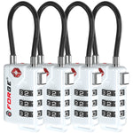 Forge TSA Approved Cable Luggage Lock with Easy-to-Read Dials (Eagle Series, White Pack)