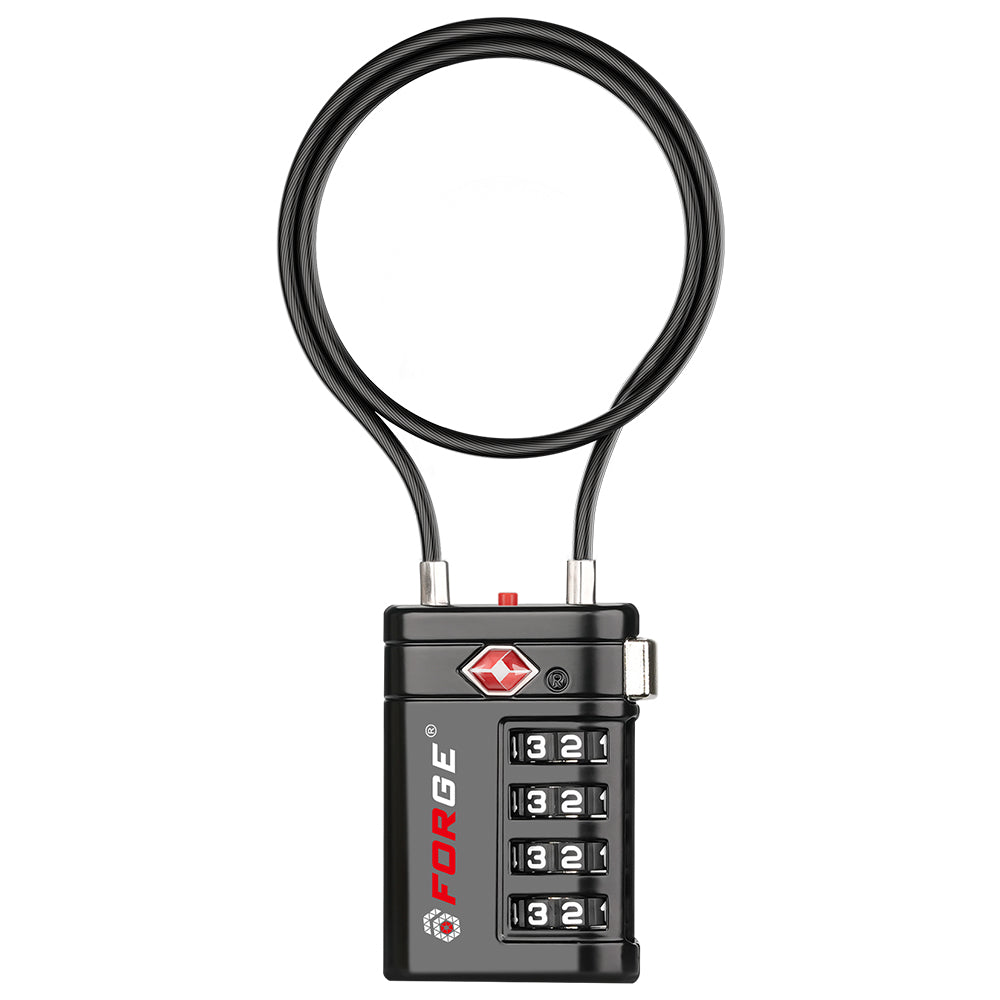 Forge TSA008 15'' Luggage Cable Lock (Optimus Series, Black Pack)