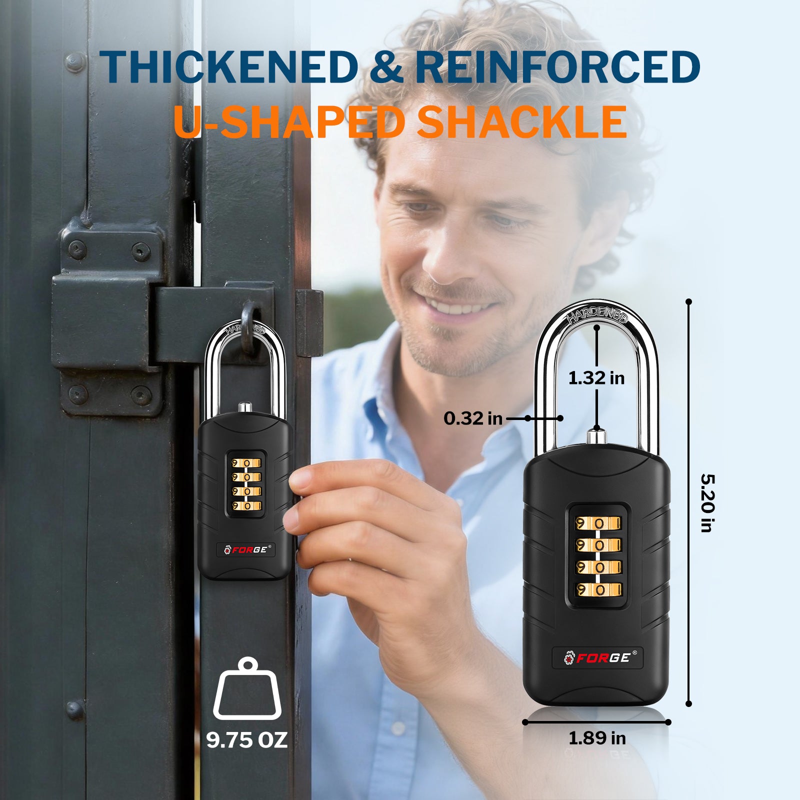 Forge 4-Digit Combination Padlock with Backup Keys, Short Shackle, Black