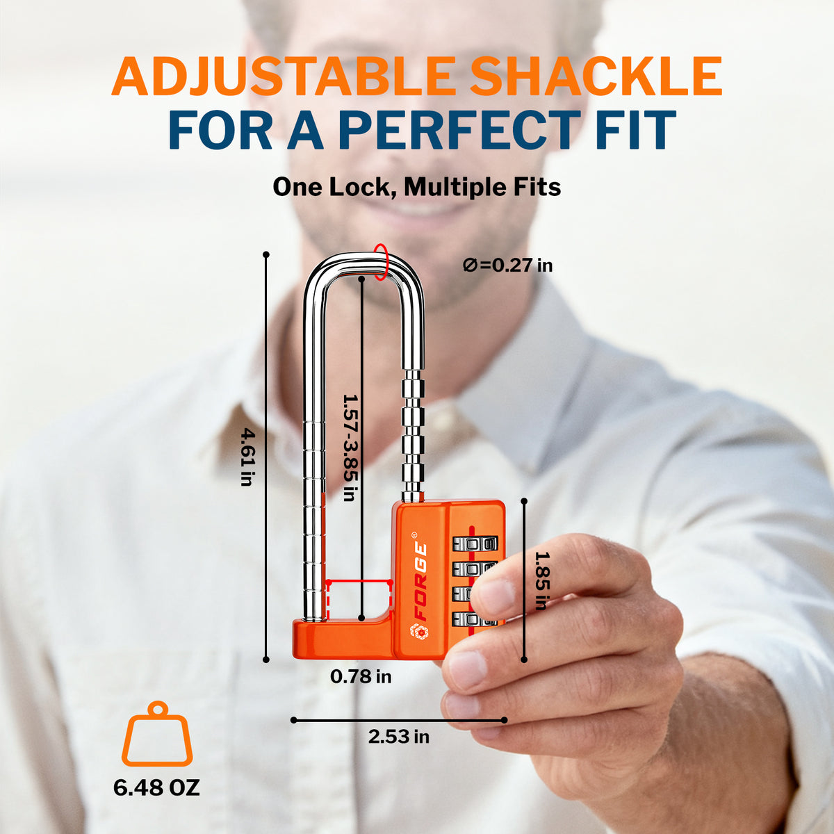 Forge 4-Digit Padlock: Long Shackle for Gym, School & Gate (Defender series, Orange)