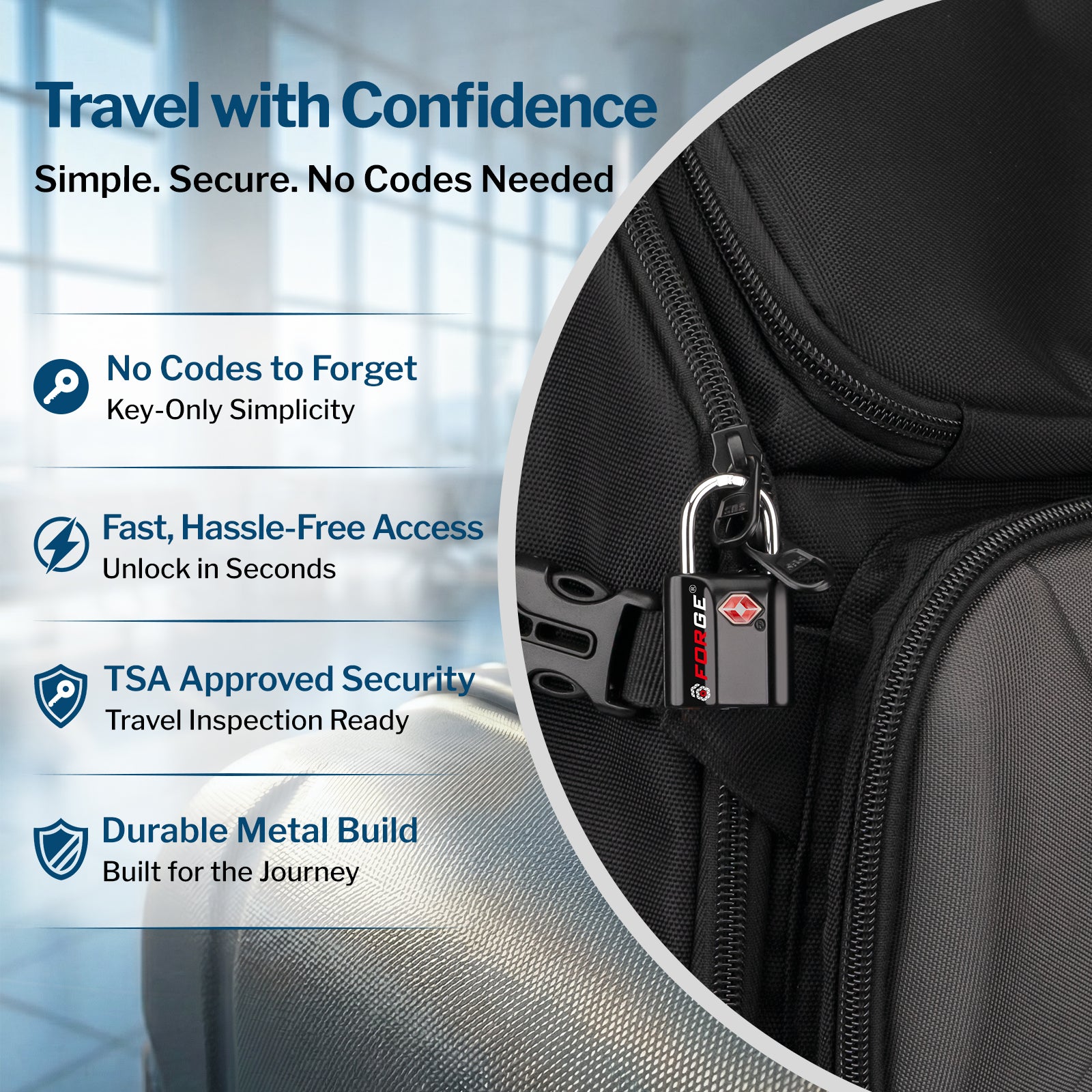 Forge TSA Approved Key Locks for Travel - Compact Alloy (OX Series, 4 Colors Pack)